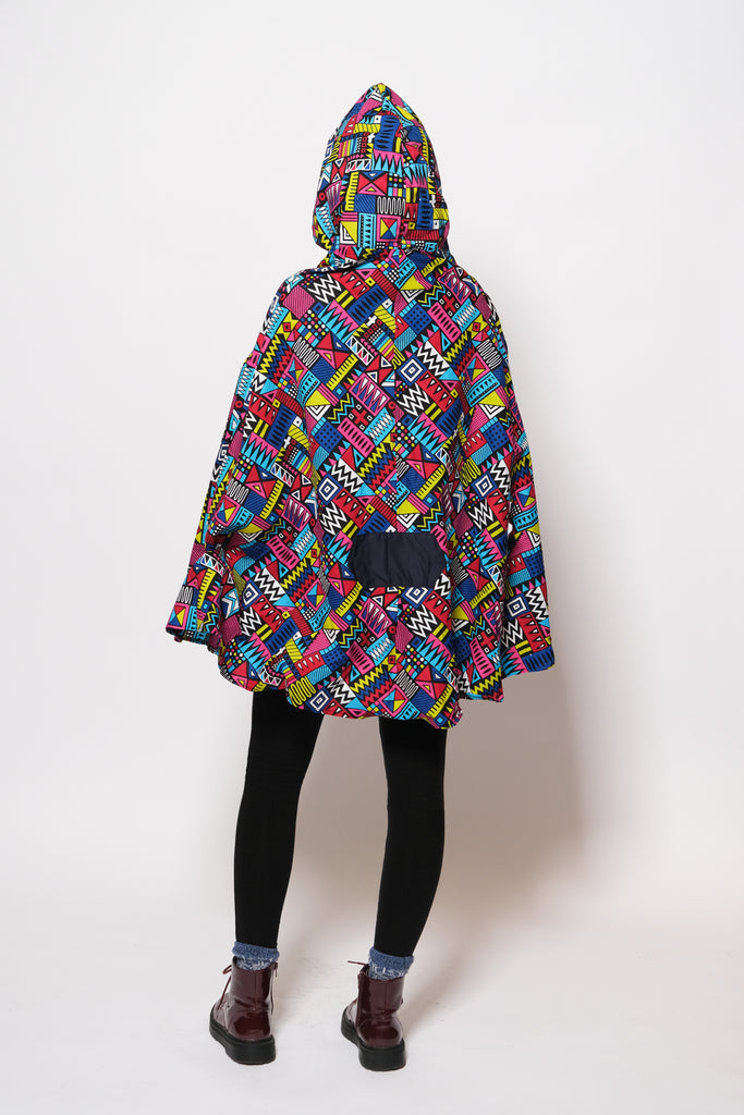 Hooded Ankara Poncho/Cape 