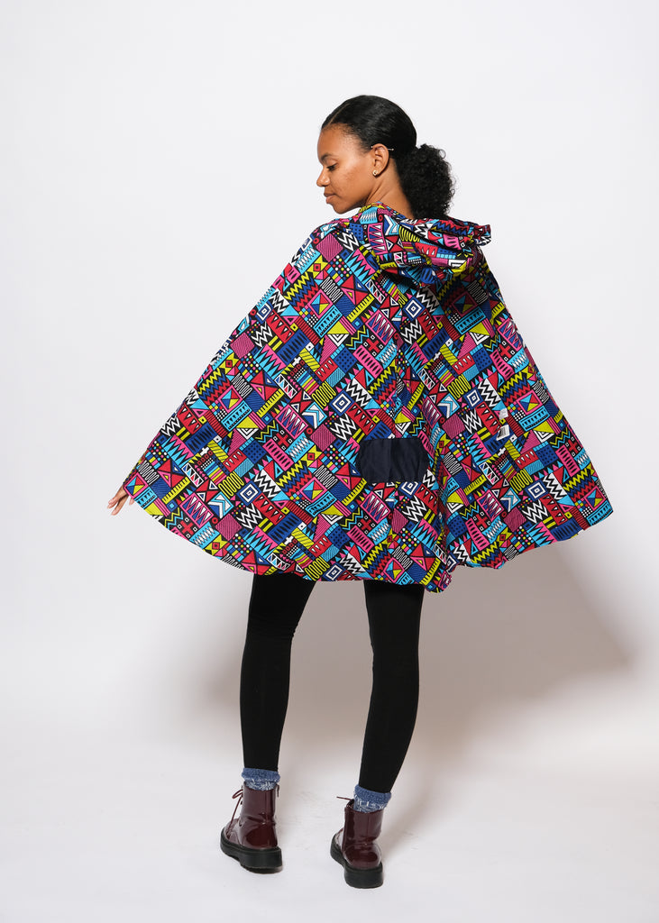 Hooded Ankara Poncho/Cape 