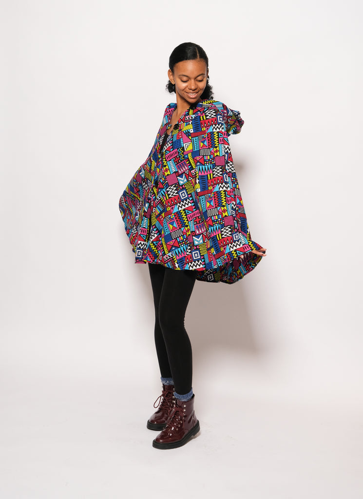 Hooded Ankara Poncho/Cape 