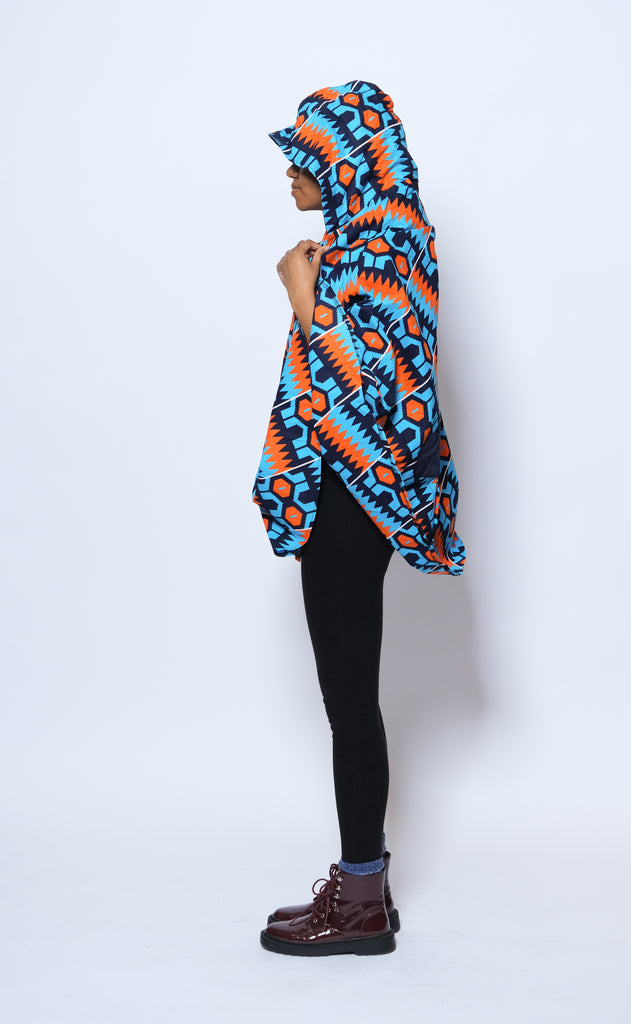 Hooded Ankara Poncho/Cape 