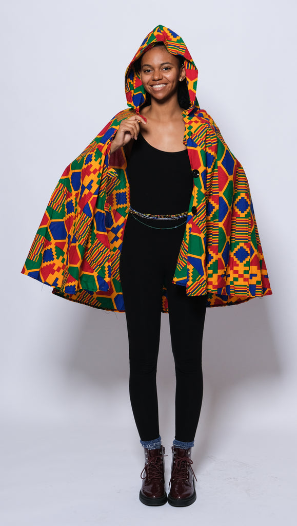 Hooded Ankara Poncho/Cape 