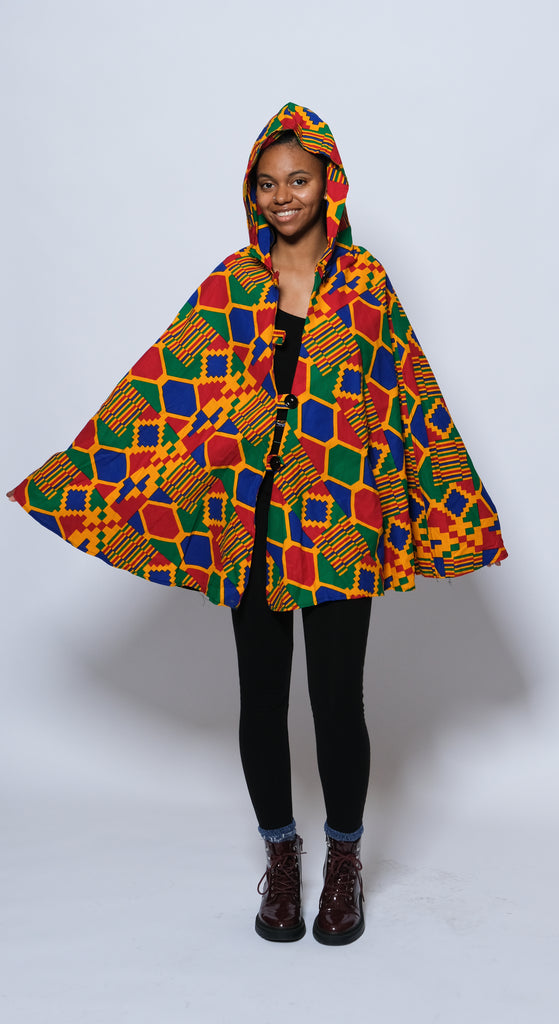 Hooded Ankara Poncho/Cape 