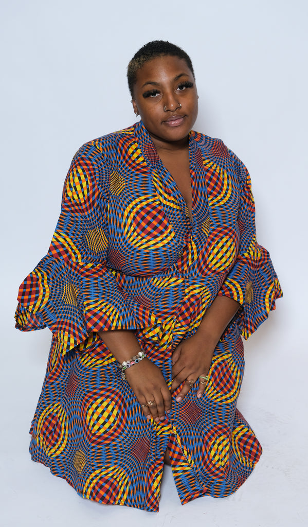 MREMBO Mid-Length Ankara Wrap Dress 