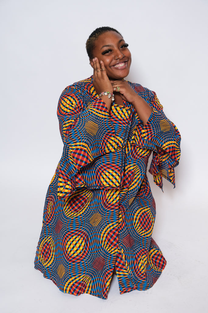 MREMBO Mid-Length Ankara Wrap Dress 