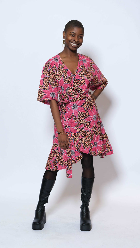 Ankara Midsize Wrap Dress 