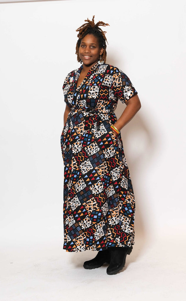 Ankara Long Wrap Dress 