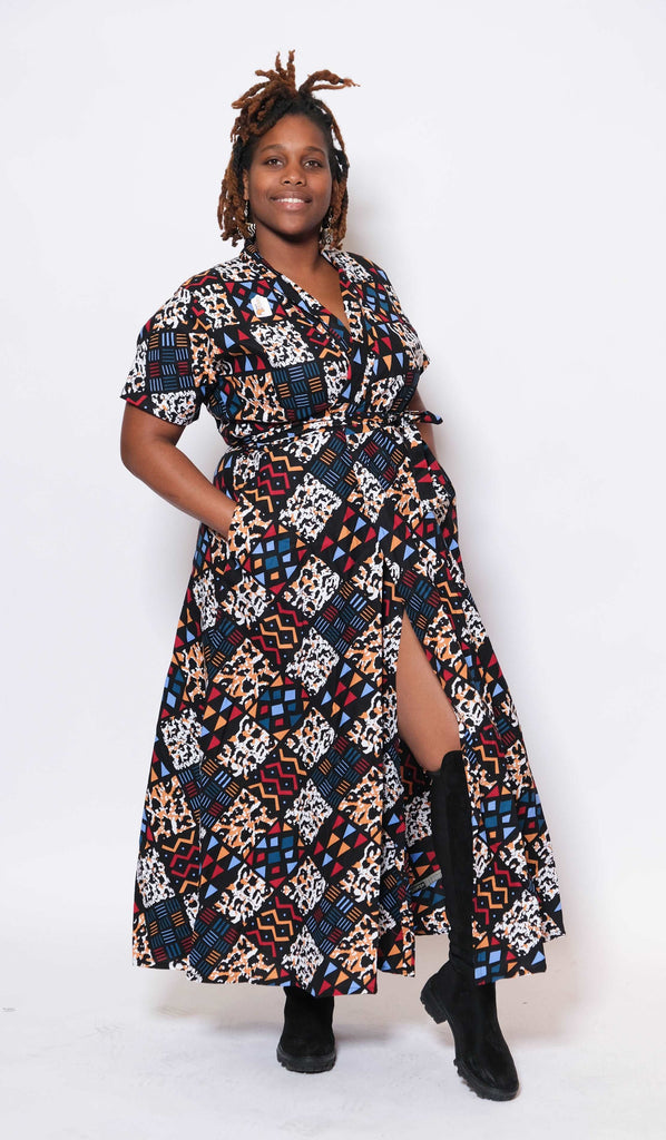 Ankara Long Wrap Dress 