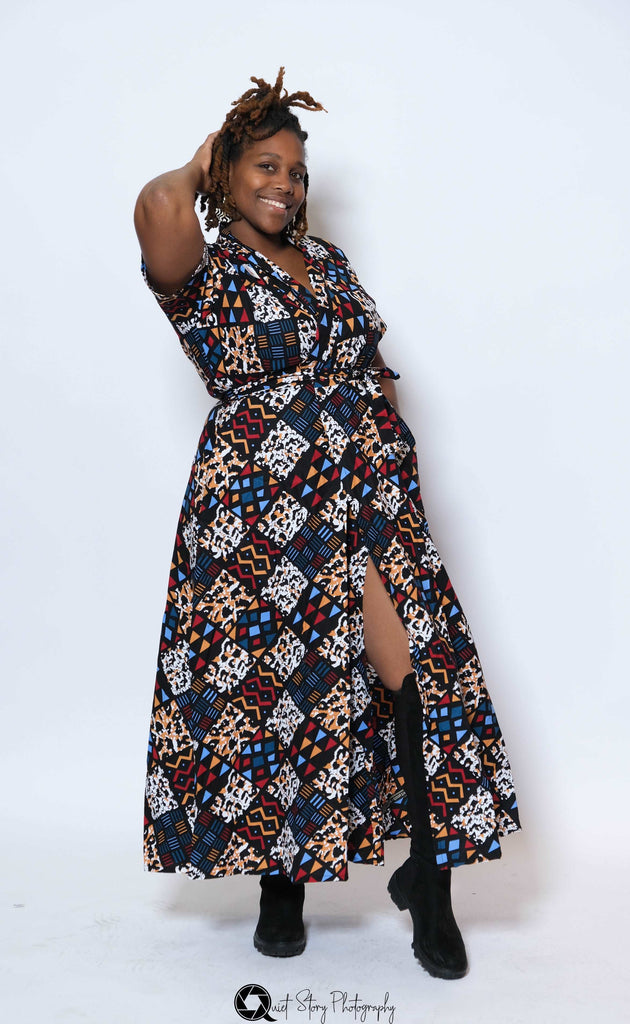 Ankara Long Wrap Dress 