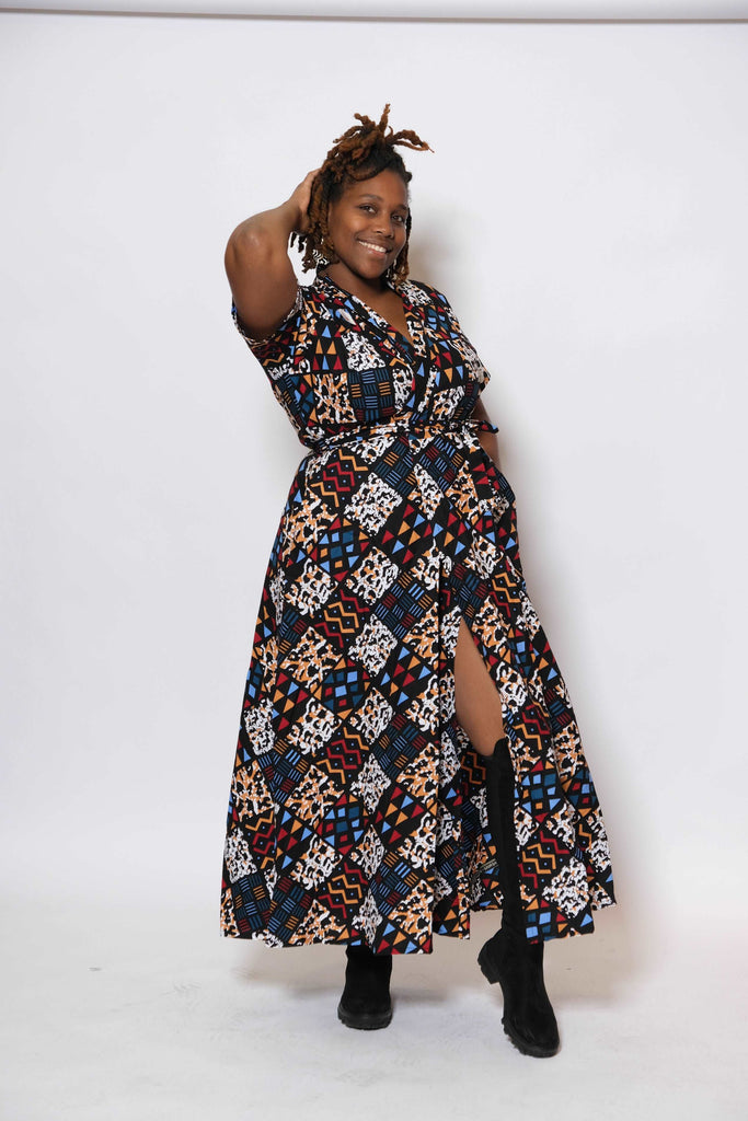 Ankara Long Wrap Dress 