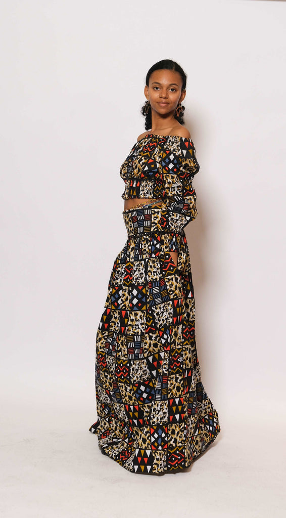 Ankara Crop Top and Long Skirt-Matching Set 