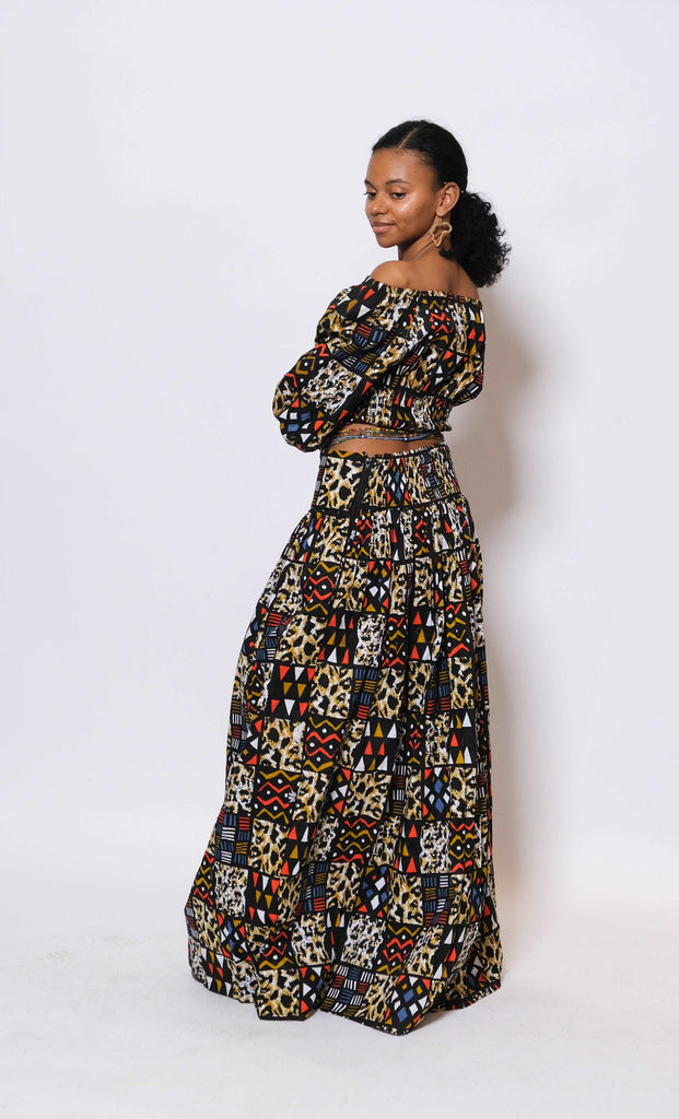 Ankara Crop Top and Long Skirt-Matching Set 