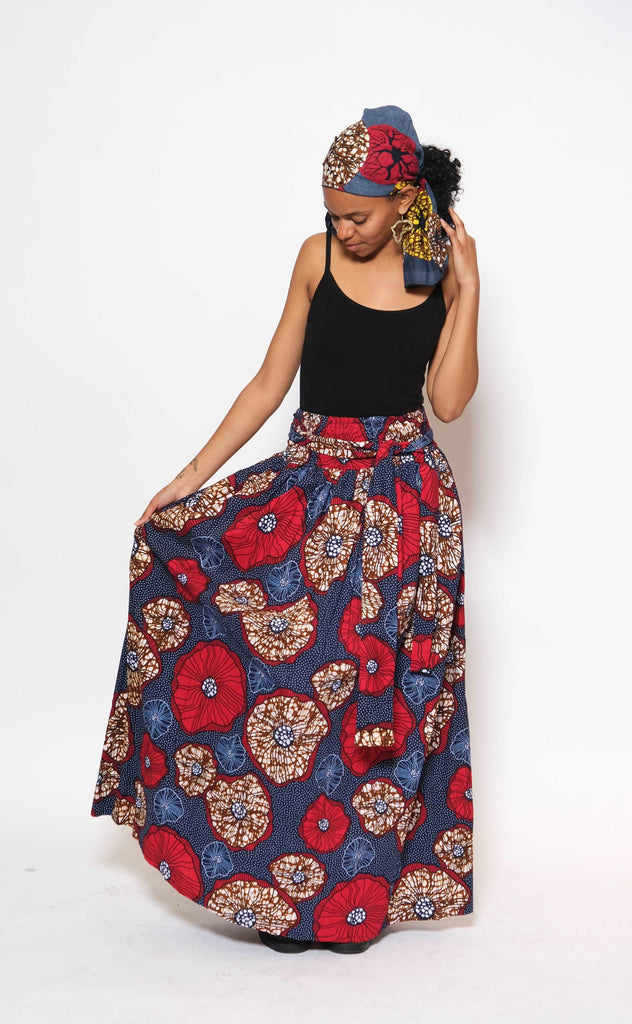 Ankara Long Skirt and Scarf 