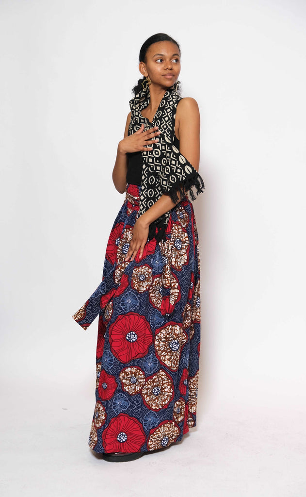 Ankara Long Skirt and Scarf 