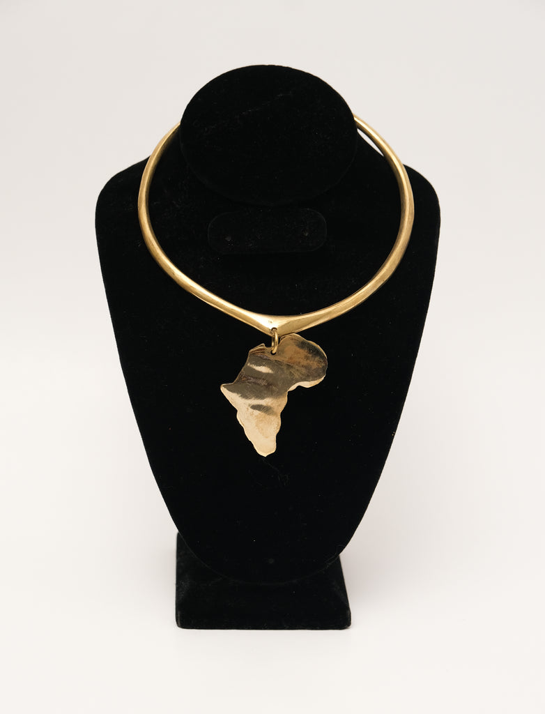 Africa Map Brass Choker 