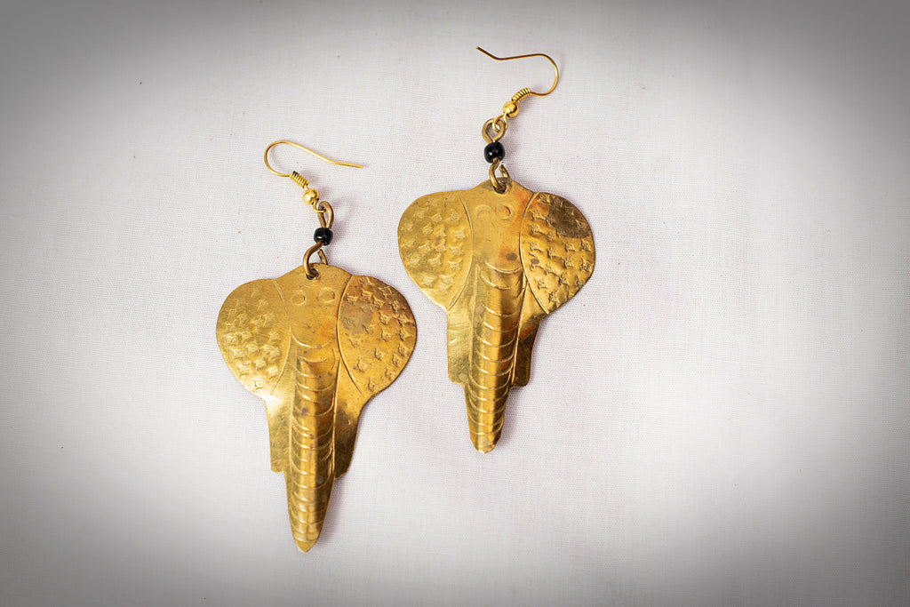 Elephant Face Brass Earrings 