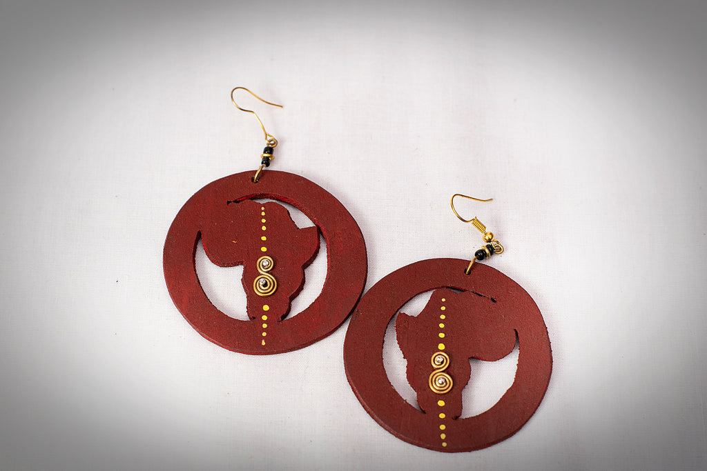 Wood and brass earrings 