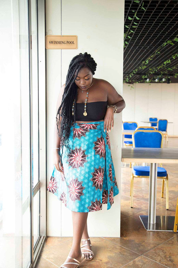 Ankara Select Blue Mix  Wrap skirt 